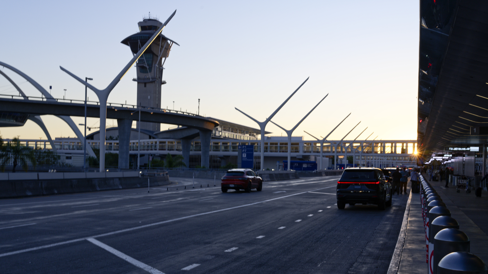LAX terminal area at sunset