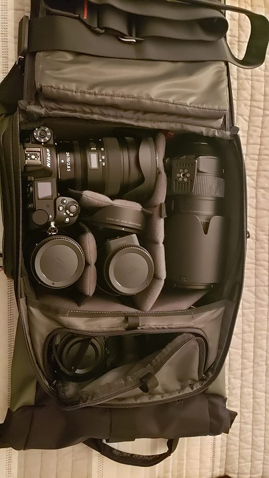 My Nikon travel photography gear packed in my camera bag